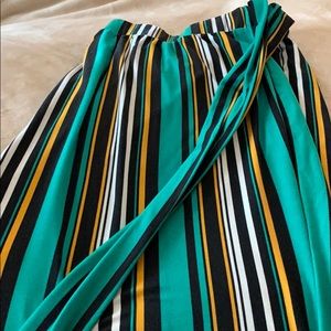 Kelly Green, Gold and White Striped Palazzo Pants